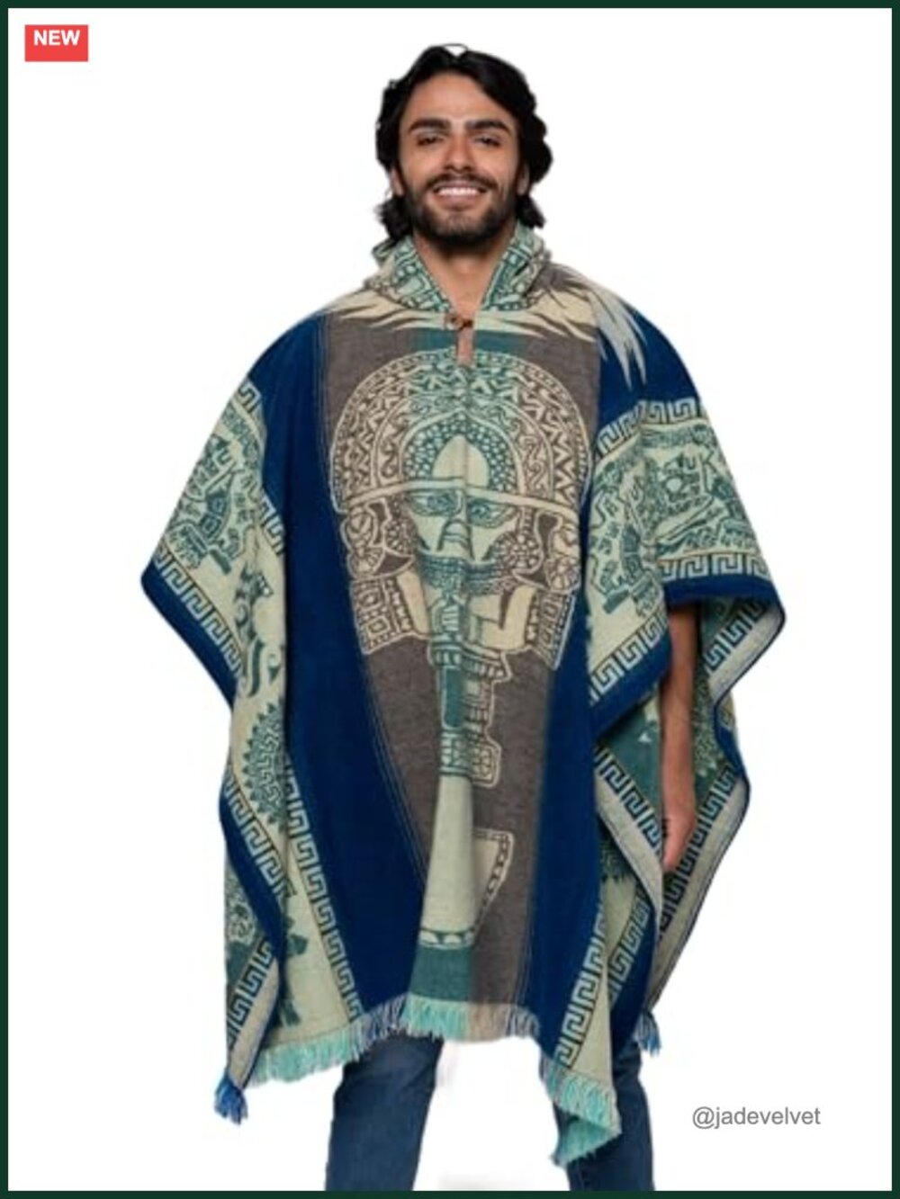 Handmade Alpaca Wool Poncho One Size Hoodie Pullover Wrap